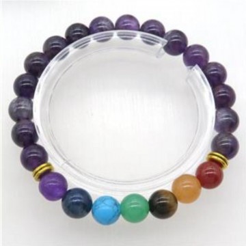 Armbånd chakra med 8 mm Ametyst AAA-kvalitet, 19 cm