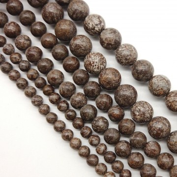 Obsidian, mahogny med hull, 6 mm, runde (30 stk)