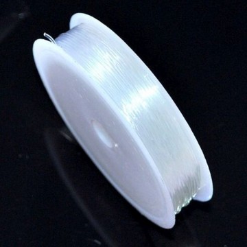 Elastisk Hvit tråd (strikk), 0,6 mm, 12 meter
