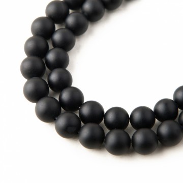 Onyx, Svart matt med hull, 8 mm, runde (20 stk)