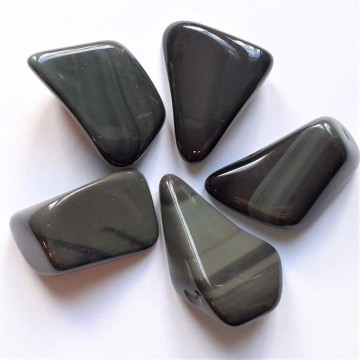 Obsidian, platina Tromlet Små AAA+ kvalitet