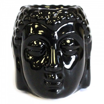 Oljebrenner med Buddha hode, svart, 8,5 cm