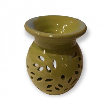 Floral oljebrenner i keramikk, Krem 15 cm