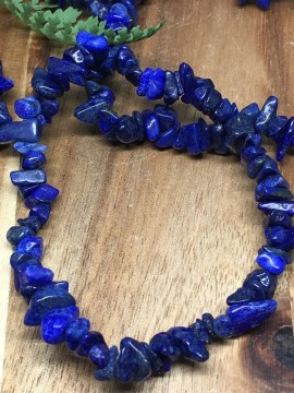 Chips armbånd med strikk, Lapis Lazuli AAA+ kvalitet, 19 cm