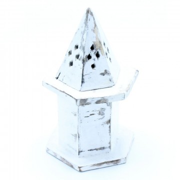 Røkelsesholder boks for cones white wash pyramid house