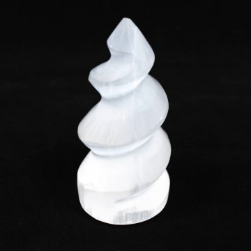 Selenitt, hvit enhjørningshorn, 10 cm, AAA-kvalitet