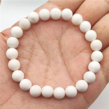 Armbånd med 8 mm Jadeitt, hvit ivory AAA-kvalitet