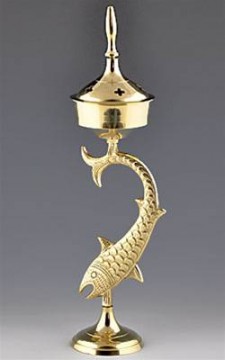 Messingbrenner med fiskemotiv 25 cm