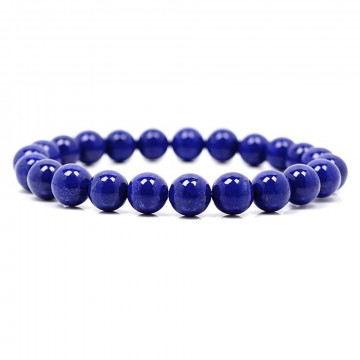 Armbånd med 8 mm Lapis Lazuli (fargeforbedret) AAA-kvalitet, 19 cm