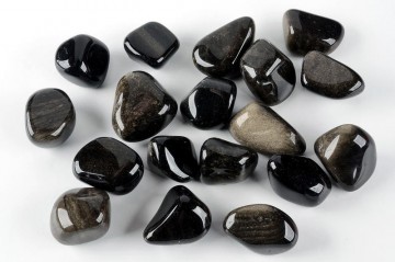 Obsidian, gull Tromlet Medium AAA-kvalitet