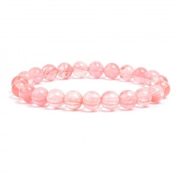 Armbånd med 8 mm Cherry kvarts (Syntetisk) stener AAA-kvalitet, 19 cm
