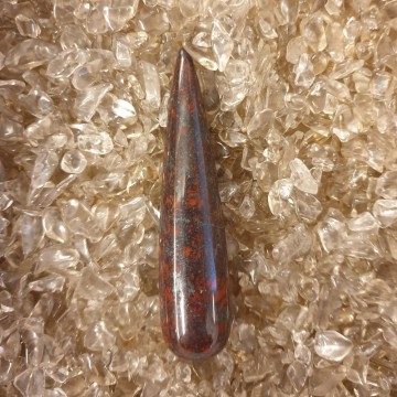 Jaspis, breksje massasjestav, 8 cm
