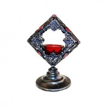 Moorish firkantet rød telys holder, 17 cm