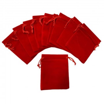 Pose i fløyel, rød, 10 x 8 cm