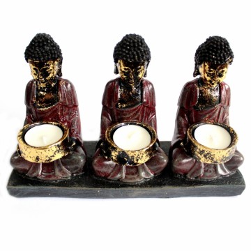 Antique Buddha - Three Devotees telysholder 16 cm