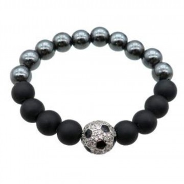Armbånd med 10 mm Onyx, svart, Hematitt og ball AAA-kvalitet, 19 cm