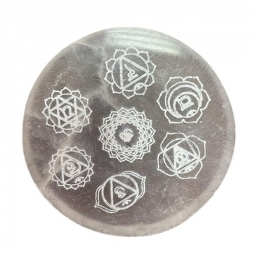 Selenitt, hvit charging plate chakra, 8 cm
