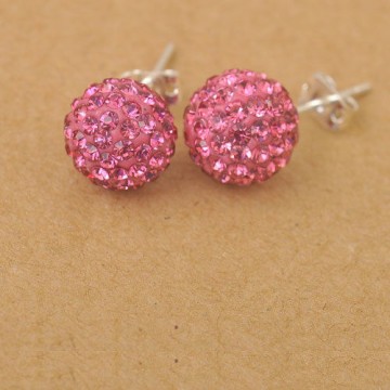 Disco Beads 10 mm, 925 sølv, Rhinkrystaller Lys Rose