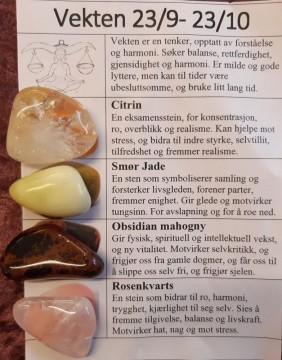 Vekten, 4 krystaller og smykkebur