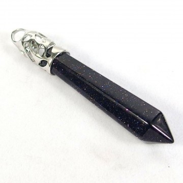 Hexagonal Reiki Chakra Point, Blå Stjernestein med sølvkjede