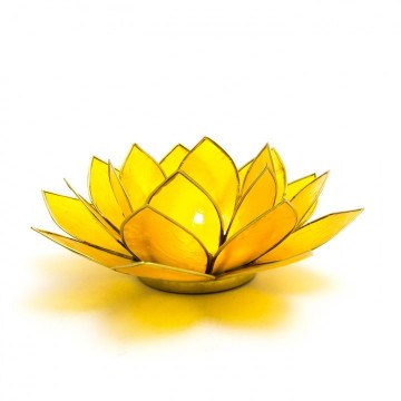 Lotus telysholder stor gul, (solar plexus chakra), 13,5 cm