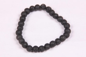 Armbånd med 8 mm Lava, svart AAA-kvalitet, 19 cm