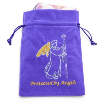 Oppbevaringspose Protected by Angels i lilla fløyel