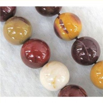 Jaspis, mookaite med hull, 6 mm, runde (30 stk)