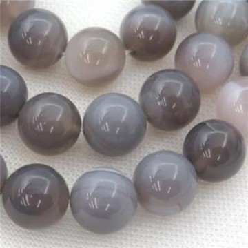 Agat, grå naturlig med hull, 8 mm, runde (20 stk)
