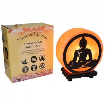 Saltlampe 4-5 kilo rund med Buddha design