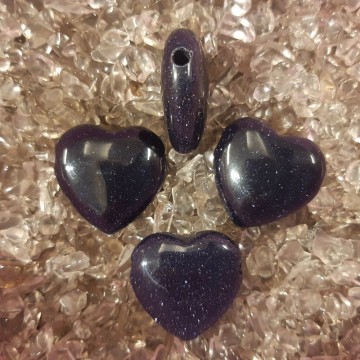 Stjernestein, blå (Syntetisk) hjerte anheng med sidehull 3 cm, AAA-kvalitet