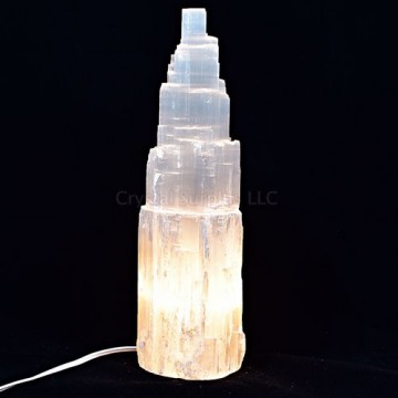 Selenitt hvit skyskraper lampe 30 cm ca 3,0 kilo