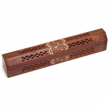 Røkelsesholder boks med blostermotiv, 31 cm