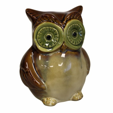 Ugle sparebøsse, brun 14 cm