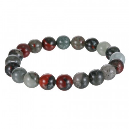 Armbånd med 8 mm Blodstein, afrikansk (Seftonitt) AAA-kvalitet, 19 cm