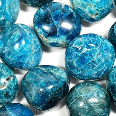 Apatitt, blå Tromlet Stor AAA-kvalitet