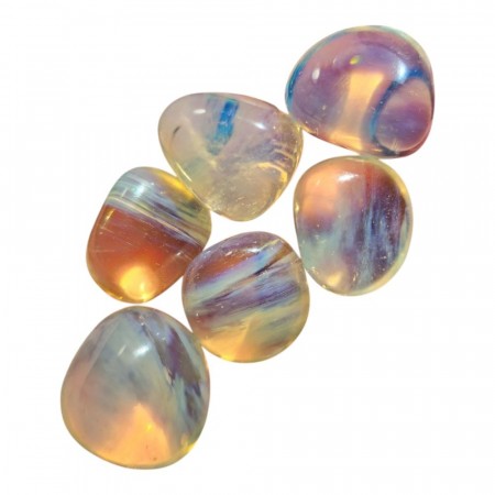 Obsidian, opal (Syntetisk) Tromlet Medium AAA-kvalitet