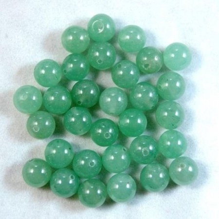 Aventurin, grønn med hull, 6 mm, runde (30 stk)