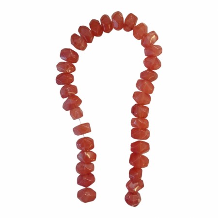 Cherry kvarts (Syntetisk) diamantform med gjennomgående hull, 20x10 mm, ca 30 stk