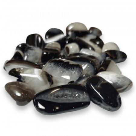 Sardonyx, svart Tromlet Medium/Stor AAA-kvalitet