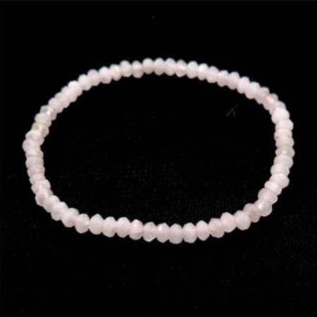 Armbånd med 4 mm Rosenkvarts cut rondell AAA-kvalitet, 16 cm