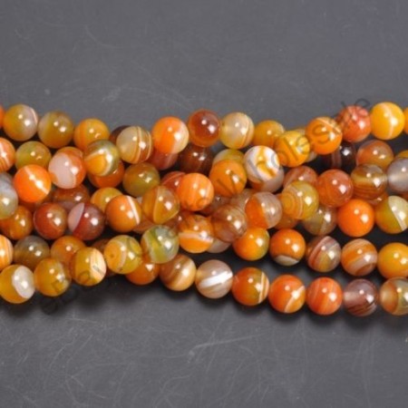 Agat, oransje (Farget) med hull, 8 mm, runde (20 stk)