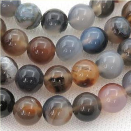 Agat, natur (Farget) med hull, 6 mm, runde (30 stk)