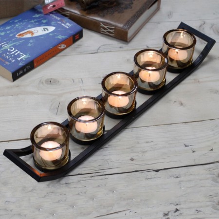 Centerpiece jern telysholder, 5 kopper Ledge