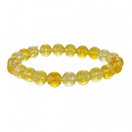 Armbånd med 8 mm Citrin, brent AAA-kvalitet, 19 cm