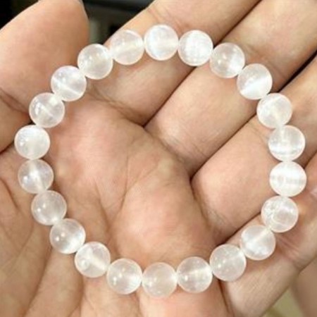Armbånd med 6 mm Selenitt AAA-kvalitet, 19 cm