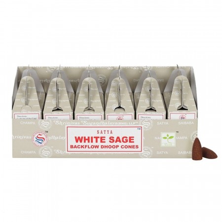 Satya Backflow Dhoop Cones White Sage