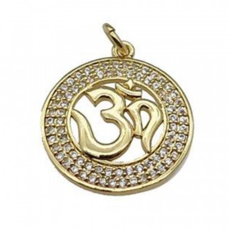 Om Yoga Zircon gullforgylt 20 mm