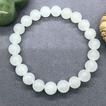 Armbånd med 8 mm Selenitt AAA-kvalitet, 19 cm