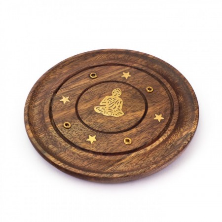 Røkelsesholder rund med Buddha 10 cm